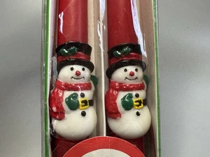 Vintage Weihnachten Schneemann Spitzkerzen mit Box 10" rot Urlaub Winter Frosty - Bild 1 von 7