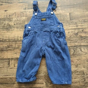 Mono vintage Oshkosh B'gosh infantil Vestbak ferrocarril rayas azules 12 meses - Imagen 1 de 10