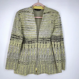 Giacca blazer cardigan Ming Wang donna XL giallo nero grigio marmorizzato maglia lunga sl - Foto 1 di 7