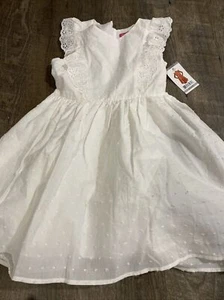 Zunie Girl Girl's Ruffled Sleeve Textured Clip Dot Woven White Sundress XS (4/5) - Picture 1 of 5