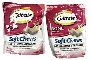 CALTRATE VANILLA Creme Calcium +D Chews 60 ct ( 2 pack )  PHARMACY FRESH __ - Picture 1 of 2