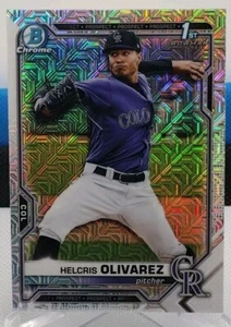Heloris Olivarez 1st 2021 Bowman cromo mojo refractor #BCP-154 Colorado Rockies - Imagen 1 de 2