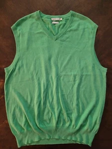 Peter Millar Sweater Vest Mens X Large Green Sleeveless Cotton Cashmere Golf XL - Picture 1 of 8