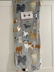 CUTE DOGS 50x70 Plush Throw Blanket Dalmatian Poodle Lab Dachshund Husky Bulldog - Picture 1 of 3