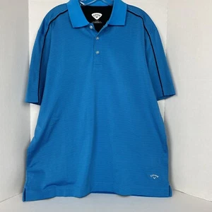 Camisa polo de golf Callaway manga corta azul a rayas grande para hombre - Imagen 1 de 4