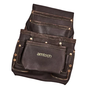 Leather Tool Pouch 4 Pocket Toolbelt Adjustable Heavy Duty Work Belt Amtech - Picture 1 of 14
