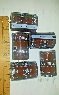 NIPPON CHEMI-CON 5 pc lot CAPACITORS 200 VOLT 1000 uF (M) SNAP IN -5 pc