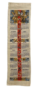 1976 Leinen Kalender Geschirrtuch Schmetterlinge Küche Dekor Wandbehang Lois lang - Bild 1 von 12