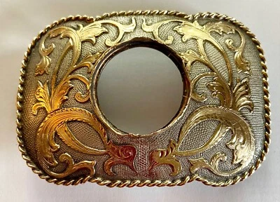14 K Gold & Sterling Silver Vintage RW Boyd, Reno, Nev. Oversize Belt Buckle - Image 1 of 4