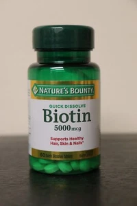 NEW Sealed Nature's Bounty Biotin 5,000 mcg 60 Quick Dissolve Tablets Exp 06/26 - Picture 1 of 6