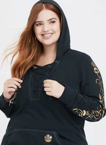 Womens Torrid Outlander Green Thistle Print Lace-Up Hoodie Size 0 12 Large NWT - Picture 1 of 5