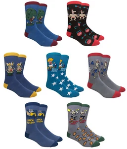 NOVELTY CASUAL FUNNY PEOPLE CHARACTER JOBS KNIT PATTERN MENS CREW SOCKS RETRO - Picture 1 of 9