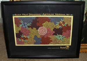 BUSCHFRUCHT TRÄUMEN VON DORIS NAMPITJINPA AUSTRALISCHE ABORIGINAL KUNST LEINWAND GERAHMT - Bild 1 von 5