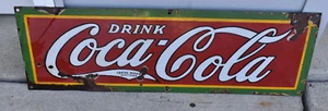 Vintage 1920s DRINK Coca Cola Coke SODA POP SSP Porcelain Advertising Sign - Picture 1 of 7