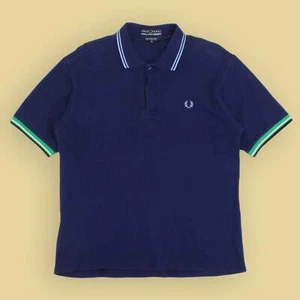 Comme des Garçons Shirt x Fred Perry Navy Pique Knit Cotton Polo Shirt L - Picture 1 of 5