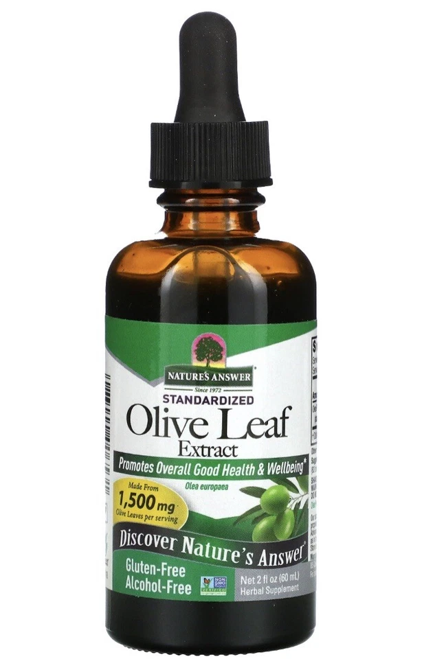 Nature's Answer, extracto de hoja de olivo, sin alcohol, 1.500 mg, 2 fl oz (60 ml) Foto 1 de 1
