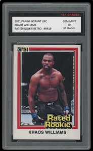 KHAOS WILLIAMS 2021 PANINI INSTANT UFC RATED RETRO 1ST GRADED 10 ROOKIE CARD RC