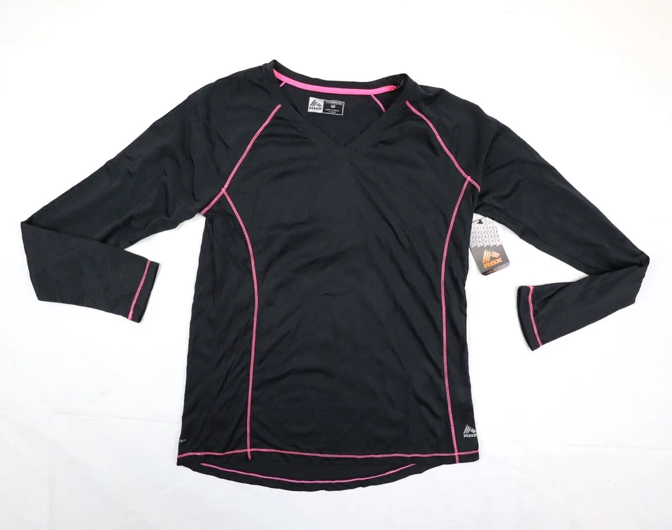 Camisa RBX Para Mujer XL Cuello en V X-DRI Negra Rendimiento Atlético Delgada Manga Larga Foto 1 de 4