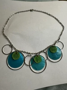 Silver, Blue, & Green Choker Necklace For Women - Picture 1 of 5