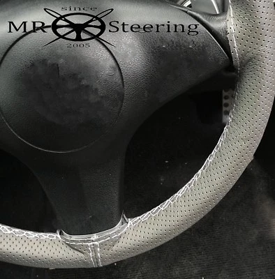 GREY PERFORATED LEATHER STEERING WHEEL COVER FOR 61-73 VW TYPE 3 WHITE DOUBLE ST - Image 1 of 4