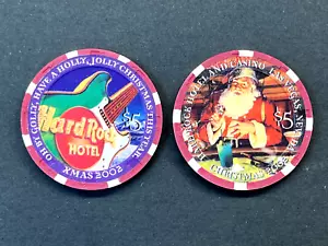 A Pair of - Hard Rock Hotel/Casino Las Vegas - $5 Chips - Christmas 2002 - Picture 1 of 1