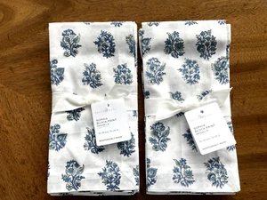 Pottery Barn SET OF 8 SOPHIA BLOCK PRINT Napkins - Picture 1 of 2