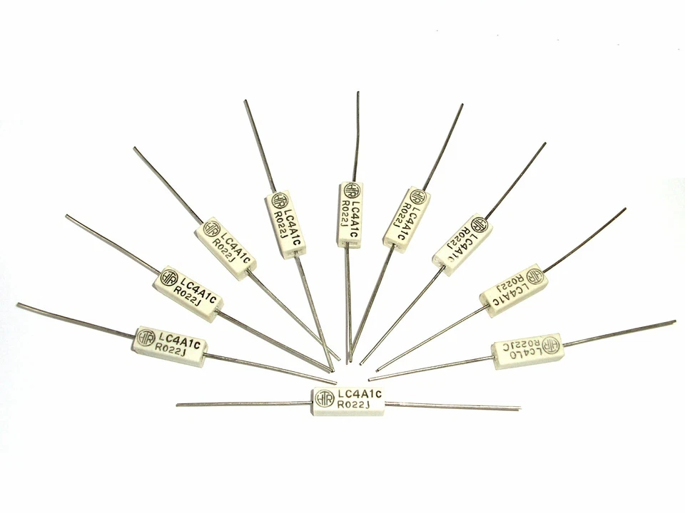 10x 0.022R 4W 5% Ceramic Power Resistor Current Sense, shunt low-ohm ammeter HTR - Image 1 of 1