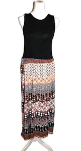 Women's Size Small S Black Orange Coral Tank Maxi Dress Stretch Soft - Picture 1 of 2
