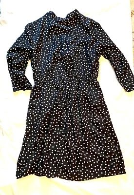 Vestido Rhapsody 2X Negro W Blanco Lunares Elástico Cintura Botones Ligero Foto 1 de 4