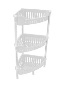 3 Tier Corner Storage Shower Rack Shelf Organiser Kitchen Bathroom Caddy - WHITE - Picture 1 of 10