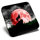 Square Single Coaster - Spirit Blood Moon Wolf Halloween  #8850