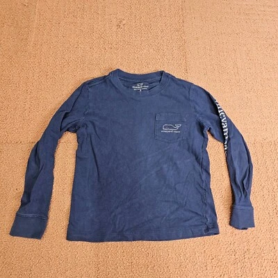 Vineyard Vines Pocket Youth Long Sleeve T-Shirt Sz 5 Blue Graphic Duel Sided S5a - Image 1 of 4