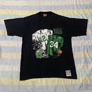 Sz L- Vintage 93’ Nutmeg Philadelphia Eagles locker room shirt men’s black USA!!