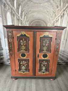 ANTIKER TÖLZER BAUERNSCHRANK SCHRANK FRÜHES 19 TES JHDT HANDBEMALT NUR 149cm - Bild 1 von 17