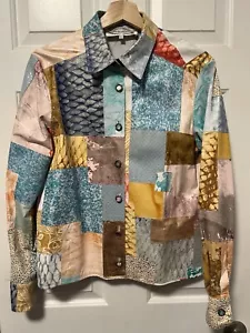 Vintage Roberto Cavalli Leather Patchwork Top Shirt Jacket Size Small Rare - Picture 1 of 9