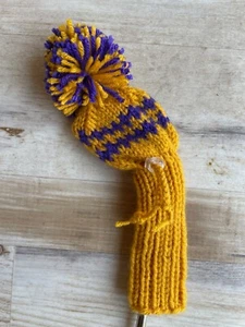 Cubierta de cabeza de palo de golf tejida a mano con cordón y palanca cuña hierro dorado púrpura - Imagen 1 de 2