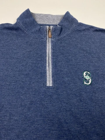 (N) Johnnie-O Seattle Mariners 1/4 Zip Sweater Golf Pullover Blue Men's Size XL Cover