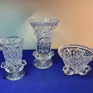 Lot 3 Vintage Hofbauer Byrdes Crystal Bird Mini Vase Trinket Dish Germany 267 - Picture 1 of 8