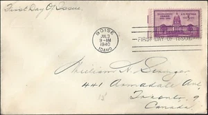 USA 3 Cent 50th ANNIVERSARY IDAHO 1890-1940 Used 1940 Addressed Issue - Picture 1 of 2