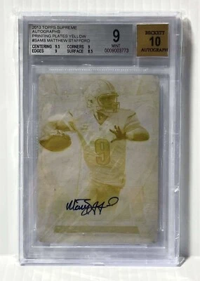 Placa de impressão 1/1 Topps Supreme autografada Matthew Stafford 2013 - Imagem 1 de 4