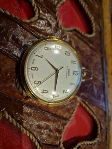 VINTAGE GENTS GOLD PLATED "ORIS" ANTI-SHOCK MECHANICAL POCKET WATCH. - Picture 1 of 7