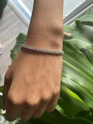 $29000 6.25 CT G/VS1 Round Cut Lab Grown Diamond Tennis Bracelet 14k White Gold Foto 1 de 4