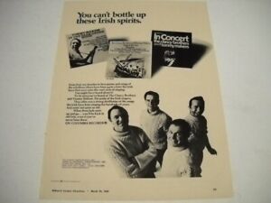 CLANCY BROTHERS Tommy Makem can't bottle up IRISH Spirits 1969 Promo Display Ad