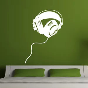 Headphones wall sticker decal DJ music wall stickers vinyl decals Art Decor w200 - Picture 1 of 1