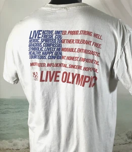 Drink Coca-Cola Live Olympic Grafik SHIRT XL weiß Baumwolle USA Flagge - Bild 1 von 12