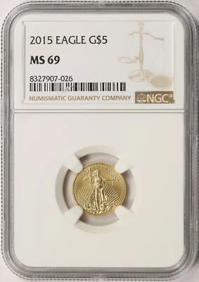 2015 $5 Gold 1/10 oz American Eagle NGC MS69 - Image 1 of 4