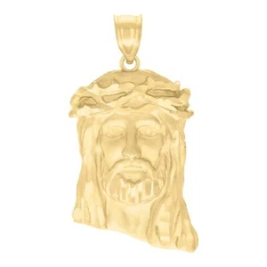 10kt Yellow Gold Mens Cubic-Zirconia Jesus Religious Charm Pendant - Picture 1 of 1