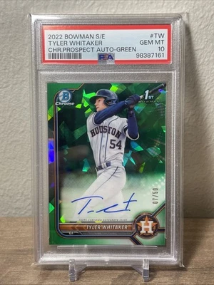 2022 Bowman Chrome Sapphire Edition Tyler Whitaker 1st Green Auto 7/50 PSA 10 - Image 1 of 2