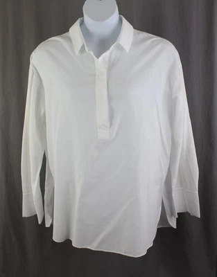 Top túnica mujer COS blanco 100 % algodón manga larga talla 12 Foto 1 de 4