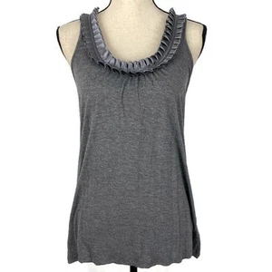 Jaden Rüschen-Tanktop Satin ärmellos grau U-Ausschnitt Viskose Damen Gr. Small - Bild 1 von 10